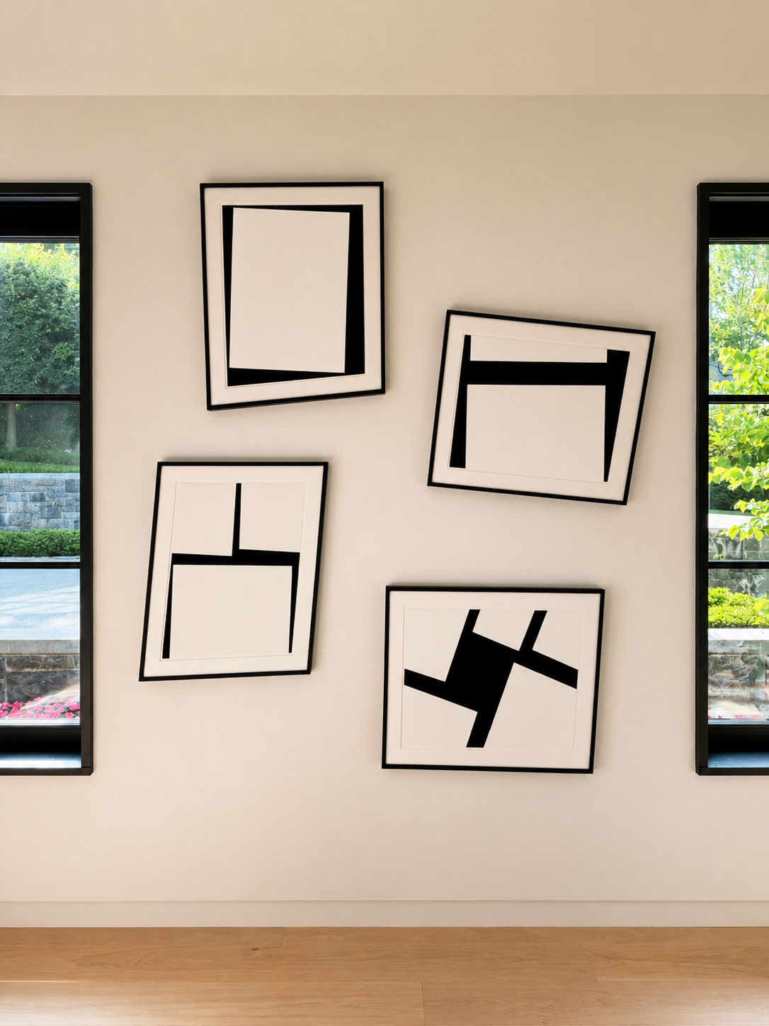 CS Art Partners 4 framed pieces hanging on wall